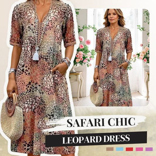 ✨👗Linnen/Cotton Jurk met V-hals | Levendige Print | Comfortabele Pasvorm | Voor Elke Gelegenheid🌟
