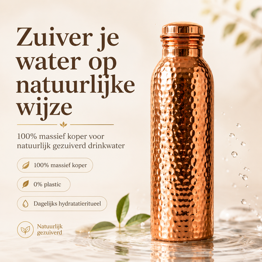❄️Zomerfresh 50% Korting!💧Premium Drinkfles van 100% Massief Koper – Plasticvrij en Geïnspireerd op Ayurveda