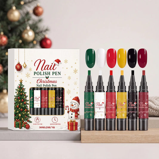 🎄Nagellakset in kerstthema✨Vlot, gemakkelijk aan te brengen, geen uitharding nodig – DIY multikleurige nagelart set, handige tekenpennen voor nagels