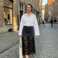 Bodycon-rok van denim voor dames met kanten rand