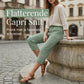 👖🌿 Damesbroek van puur katoen en linnen met plooien, 9/10-lengte ✨📏