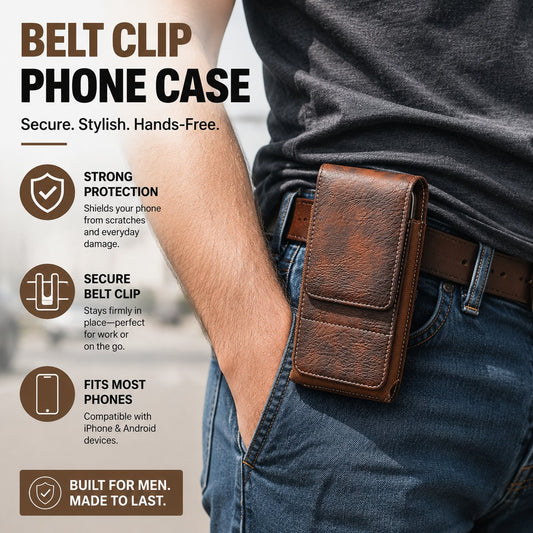 📱Riem Telefoonhouder met Magnetische Sluiting – Stevig Smartphone Holster met Clip, Riemlus & Kaartvak