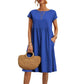 👗🧵 Mode Effen Kleur Katoen-linnen Jurk met Zakken 👜✨
