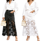 Bodycon-rok van denim voor dames met kanten rand