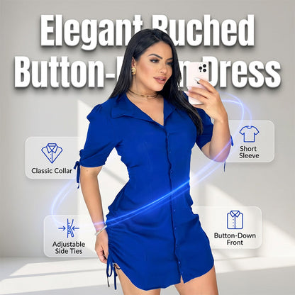 Vestido camisero de manga corta con botones para mujer
