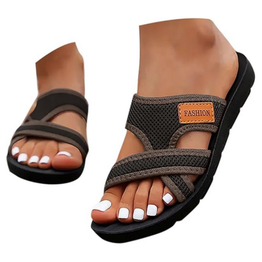 💕Geniet van het comfort💕Comfortabele platte sandalen met open teen voor brede voeten
