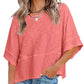Effen gekleurd losse patchwork T-shirt met vijf punten uitlopende mouwen