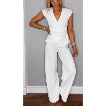 💋 Elegante 2-delige dames set – V-hals top & broek