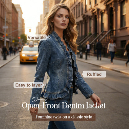👖 Dames spijkerjack met ruches – Casual, stijlvol en makkelijk te combineren ✨