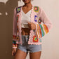 🧶👚 Retro gehaakte top met uitgesneden details en lange mouwen ✨🕰️
