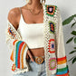 🧶👚 Retro gehaakte top met uitgesneden details en lange mouwen ✨🕰️
