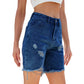🔥Bermudashort van denim met scheuren en hoge taille voor dames