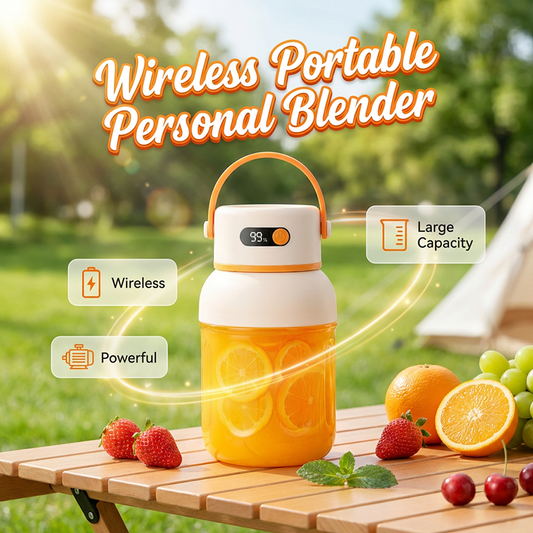 🧃🥂 SPECIALE AANBIEDING ! Draagbare staafmixer voor smoothies en milkshakes – draadloos, 1 l, ijsvermaler, automatische reiniging (beige)