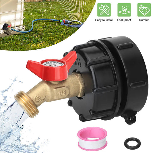 🔥50% korting  IBC-tankkoppeling met 1/4-draaikraan – 62 mm voor tuinslang, roestvrij, waterdicht voor 275–330 gallon