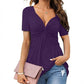 🔥Laatste dag! Aanbieding: 22,99 euro!!!☀️🛍️Damesblouse met korte mouwen, V-hals en geknoopte voorkant