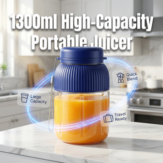 🥤🧃 Draagbare sapcentrifuge/blender van 1300 ml met twee deksels en rietje🍹🔋