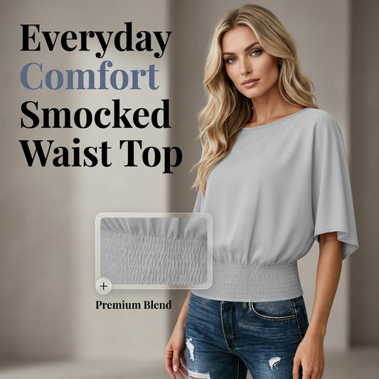 👚Damestop met dolmanmouwen en geplooide taille