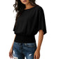 👚Damestop met dolmanmouwen en geplooide taille