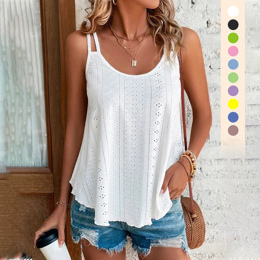 ☀️👚🎀 Zomerse mesh-top met spaghettibandjes voor dames 🕸️✨