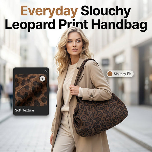🐆👜✨ Slouchy Luipaardprint Tote Tas voor Vrouwen | Synthetische Suède | Ruime Dagschoudertas 🌟🛍️