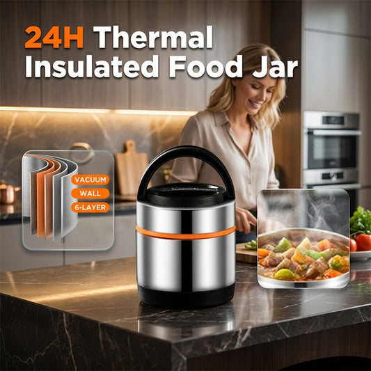 🍲 Meerlaagse Roestvrijstalen Voedselthermoskan – Houd Je Eten urenlang Warm of Koud, Perfect voor Onderweg 🔥❄️
