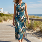 Mouwloze maxi-jurk met V-hals en zijsplit voor dames
