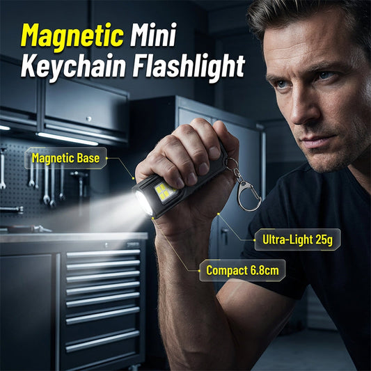 💥【LIMITED TIME 50% OFF】🔥 Magneet Mini Sleutelhanger Zaklamp | 25g Ultralicht | Industriële Magneetvoet | Rood-Blauw Waarschuwingslicht | Handsfree Verlichting | Geschikt voor Kamperen/Reparatie/Noodgevallen
