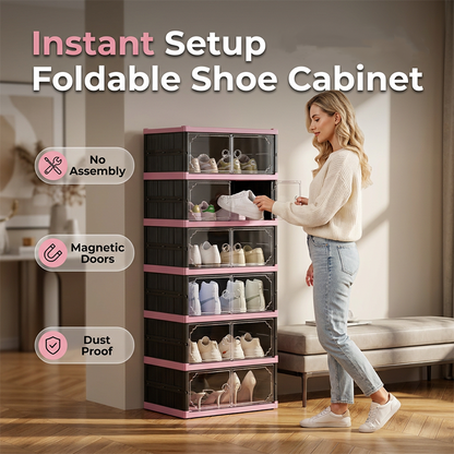 📦👟✨ Opklapbare en stapelbare schoenenkast met doorzichtige deuren 🚪🔍