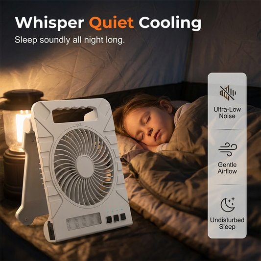 ✨ Buitenventilator op zonne-energie – oplaadbaar, superstil, met ledverlichting 💡