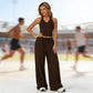 🔥【50% Korting】🔥Dames 2-Delig Set | Haltertop & Wide-Leg Broek🎁