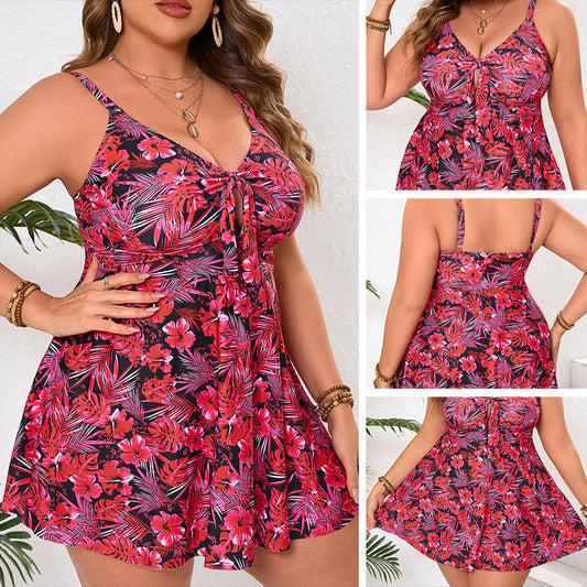👙Nieuwe collectie: 50% KORTING! ☀️Dameszwemjurkje met spaghettibandjes en driehoekig broekje – set in grote maten