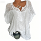 👗✨🌸 Elegante damesblouse met V-hals en kantborduurwerk ✨
