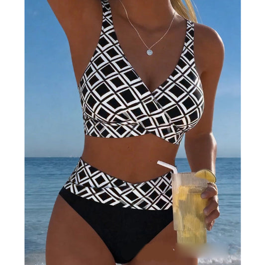 ⏳Tijdelijke aanbieding: 50% korting⏰Tweedelige bikiniset met hoge taille voor dames🏖️👙