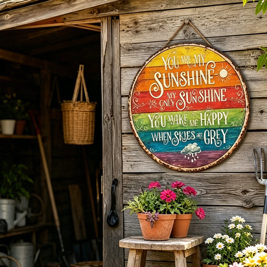 🌈 Vrolijk Regenboog Tuinbord – Kleurrijke Decoratie voor Tuin & Terras 🌿