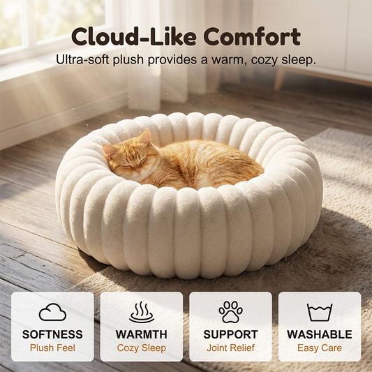 🐱💤 Ultrazacht, rustgevend rond mandje voor katten en honden – Verhoogde rand, knus nestje, perfect voor een rustig dutje 🐶☁️