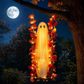 Hangende Halloween-spookfiguur op schommel met op afstand bedienbare LED-verlichting en esdoornbladeren