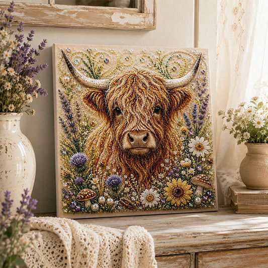 🏆 Speciale prijs op de laatste dag 🦉💛 Highland Cow Pearl Art DIY-set – Ontspannend doe-het-zelfproject om prachtige kunstwerken met een kustthema te maken (📦Koop er 3 en ontvang gratis verzending)