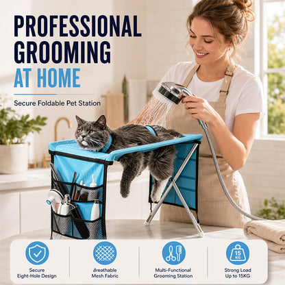 💥【50% OFF】🔥 Verzorgingsbed voor Kleine Honden | Stabiel & Comfortabel, Minder Gefriemel | Afneembaar, Makkelijk Op Te Bergen | Ademend Steunvlak | Krasbestendige Fixatie | 2-in-1: Tafel & Hangmat |60x33x40cm | Voor Nagels Knippen/Wassen/Borstelen 🐾