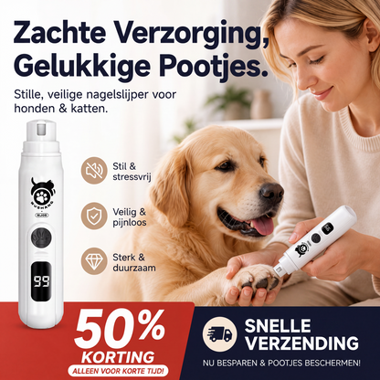 🔥🎁 2+1 GRATIS!!🥳 💞 MEER DAN 50.000 VERKOCHT! ⚡🐾Elektrische klauwvijl voor honden en katten met LED-batterijniveau-indicatie, zacht nagelslijpen