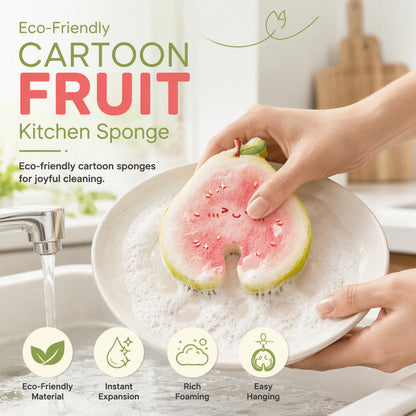 🎁 1+1 GRATIS! Schattige Fruitvormige Afwas Spons – Vrolijk, Kleurrijk en Krachtig Schrobber voor een Stralend Schone Keuken 🍓🍋✨