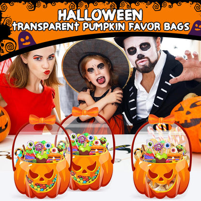 🔁 Herbruikbare Halloween Pompoenzakjes – Stevige, Doorzichtige Cadeautasjes voor Snoep, Goodies en Feestartikelen 🎁🕷️