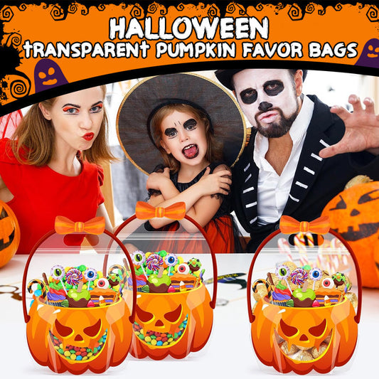 🔁 Herbruikbare Halloween Pompoenzakjes – Stevige, Doorzichtige Cadeautasjes voor Snoep, Goodies en Feestartikelen 🎁🕷️