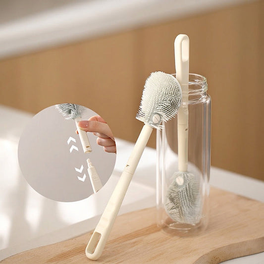 🧴 Multifunctionele Siliconen Flesreinigingsborstel – Bereikt Elke Hoek, Verwijdert Moeiteloos Aangekoekte Resten en Vlekken, Perfect voor Flessen, Bidons en Babyflessen 🍼✨