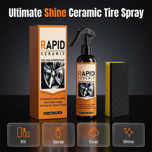 🎁 2+1 GRATIS! Snelwerkende Keramische Bandencoatingspray – Directe Glans en Langdurige Bescherming voor je Autobanden 🚗✨