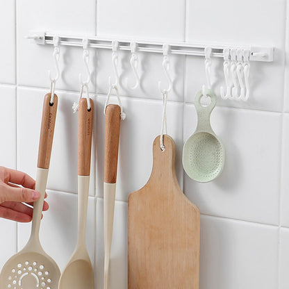 🍳 Zelfklevende Keukenrail met 10 Schuifhaken – Ruimtebesparend & Zonder Boren