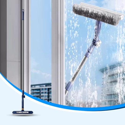 🎉 50% korting! Raamreiniger met wisser – voor hoge ramen, zonder ladder. Verstelbare steel & 2-in-1: reinigen & wissen! ✨🧽
