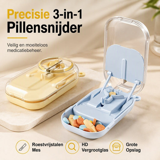 Draagbare magnetische pillensnijder en -verdeler
