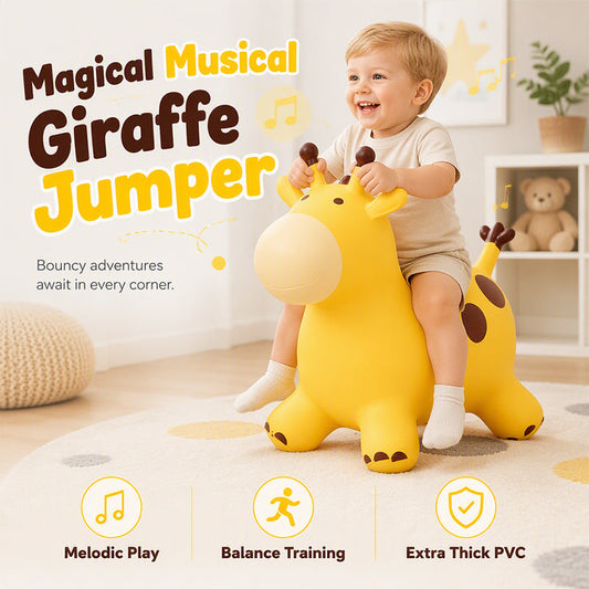 🦒🎵 Muzikale Opblaasbare Rijgiraffe voor Kinderen – Speels Springplezier & Muziek – 50% KORTING