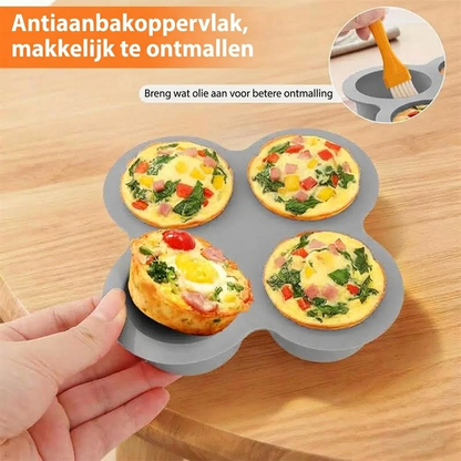🎁 1+1 GRATIS! Siliconen Taartvorm met 4 Holtes – Antiaanbak & Vaatwasserbestendig 🍰✨
